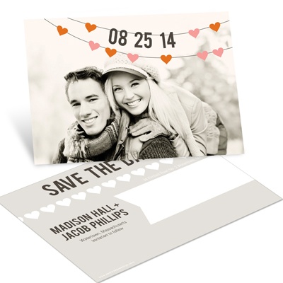 Charming Hearts Horizontal Photo -- Save the Date Postcards