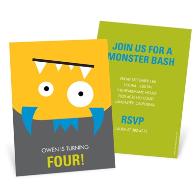 Upside Down Monster Bash -- Kids Birthday Invitations