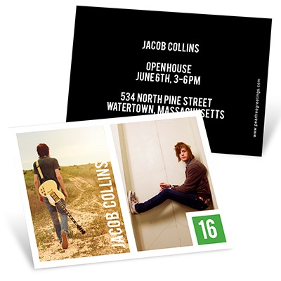 THE GOLDEN TICKET -- BOY PHOTO BIRTH ANNOUNCEMENT, 2in. x 4in. Folded Holiday Card