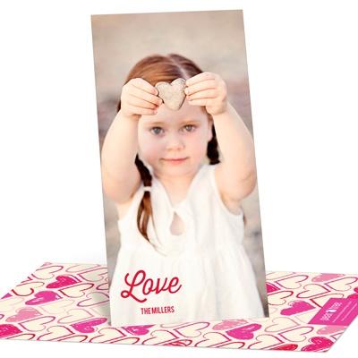 Sketched Hearts Vertical Photo -- Valentine's Day Photo Cards
