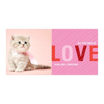 Striped Love Horizontal Photo Paper -- Valentine's Day Photo Cards