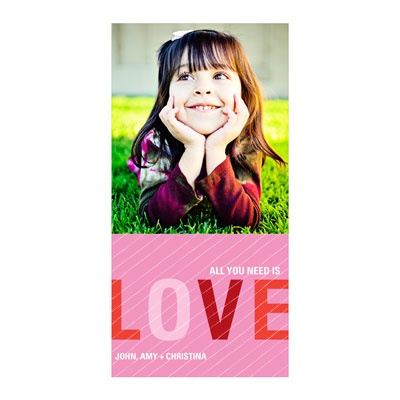 Striped Love Vertical Photo Paper -- Valentine's Day Photo Cards