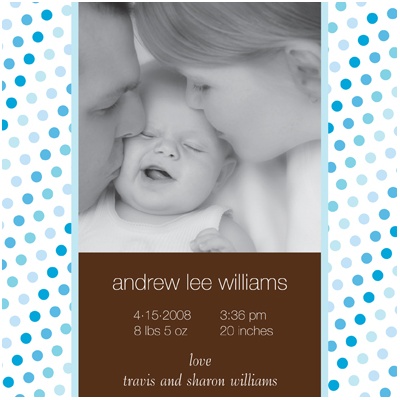 Polka Dot Party -- Baby Blue Birth Announcement
