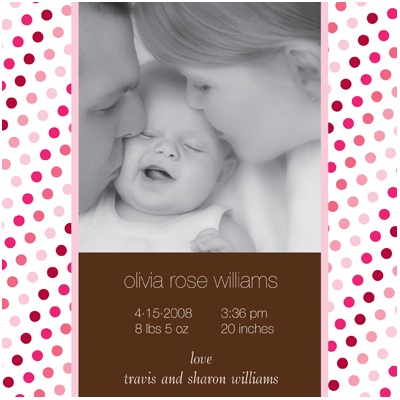 Polka Dot Party -- Sweet Pink Birth Announcement Polka Dot Party -- Sweet Pink Birth Announcement