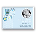 Look Whooo's Arrived -- Blue Photo Birth Announcement