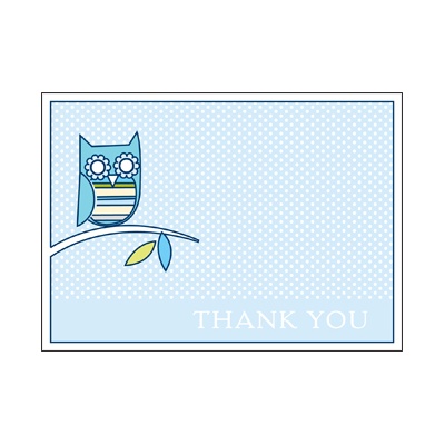 Look Whooo's Arrived -- Blue Thank You Card Look Whooo's Arrived -- Blue Thank You Card
