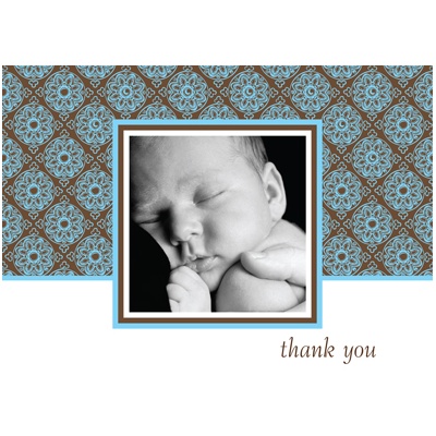 Delicate Patterns -- Blue Photo Thank You Cards