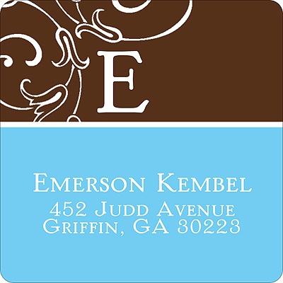 Initial Cuteness -- Blue Address Label