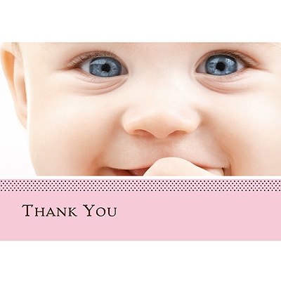 Initial Cuteness -- Pink Photo Thank You Card