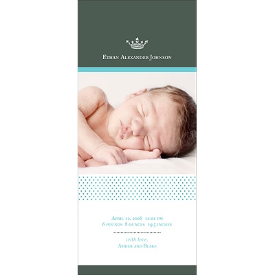Crowned -- Blue Photo Birth Announcement
