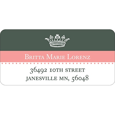 Crowned -- Pink Address Label