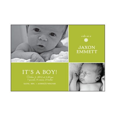 Cute as a Button -- Olive Photo Birth Announcement Cute as a Button -- Olive Photo Birth Announcement