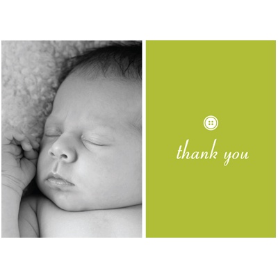 Cute as Button -- Olive Photo Thank You Card Cute as Button -- Olive Photo Thank You Card