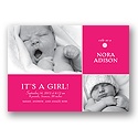 Cute as a Button -- Pink Photo Birth Announcement