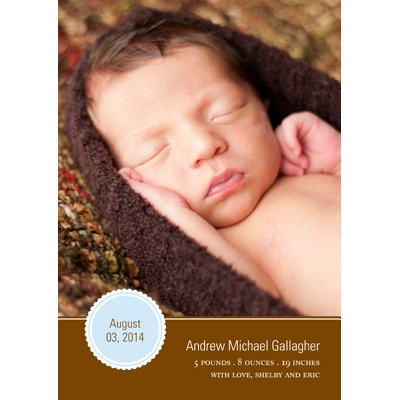 Circle Scallops -- Blue Photo Birth Announcement