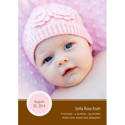 Circle Scallops -- Pink Photo Birth Announcement