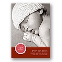Circle Scallops -- Red Photo Birth Announcement