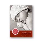 Circle Scallops -- Red Photo Birth Announcement