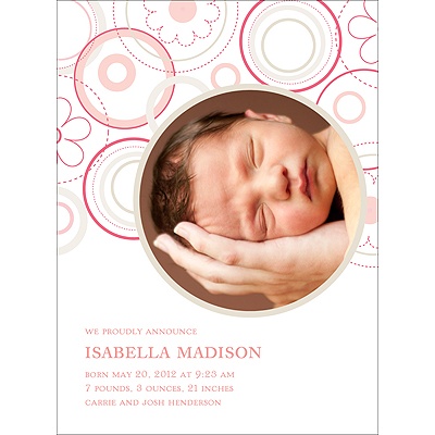 Soft Floral -- Pink Photo Birth Announcement