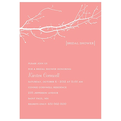 Branching Out --  Pink Bridal Shower Invitation
