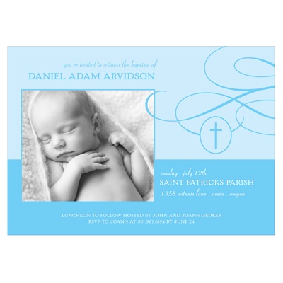 Connected -- Blue Baptism Invitations
