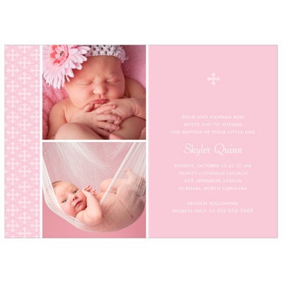 It's Time! -- Pink Baptism Invitations