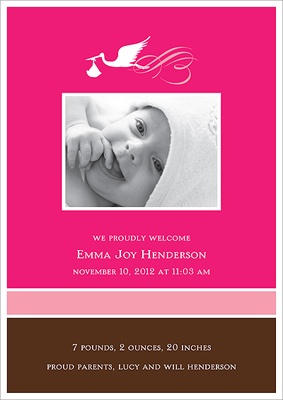 Special Delivery -- Pink Photo Birth Announcement