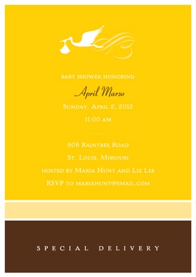 Special Delivery -- Canary Baby Shower Invitation