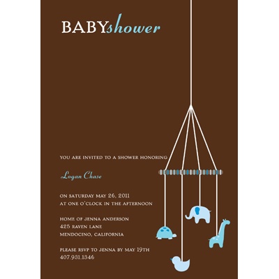 Baby Mobile -- Mocha & Sky Baby Shower Invitations