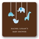 Swinging Animal Mobile in Blue -- Baby Shower Favor Stickers