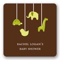 Swinging Animal Mobile in Green -- Baby Shower Favor Stickers