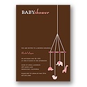 Baby Mobile -- Mocha & Pink Baby Shower Invitation
