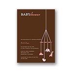 Baby Mobile -- Mocha & Pink Baby Shower Invitations