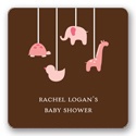 Swinging Animal Mobile in Pink -- Baby Shower Favor Stickers