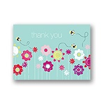 Springtime Buzz -- Aqua Thank You Card