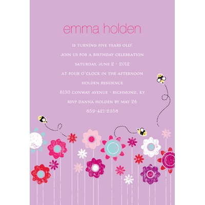 Springtime Buzz -- Violet Birthday Party Invitation