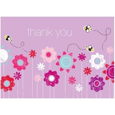 Springtime Buzz -- Violet Thank You Card