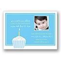Cupcake -- Blue Photo Birthday Invitation