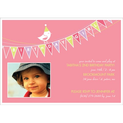 Banner Year -- Pink Photo Birthday Invitation