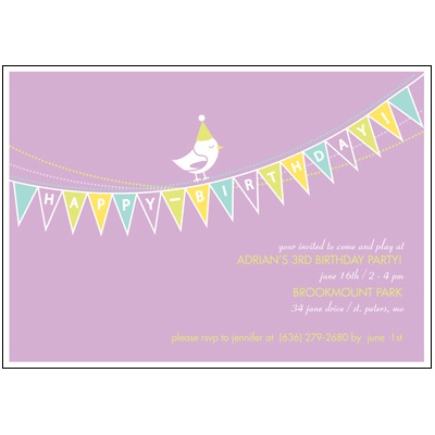 Banner Year -- Violet Birthday Invitation