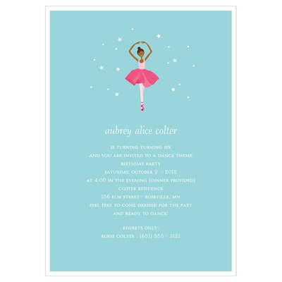 Twinkle Toes -- Dark Ebony Birthday Party Invitation