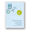 Look Whooo's Turning -- Blue Birthday Party Invitation