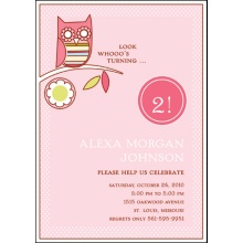 Look Whooo's Turning -- Pink Birthday Party Invitation