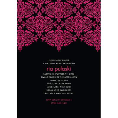 Delicate Lace -- Ebony Birthday Party Invitation