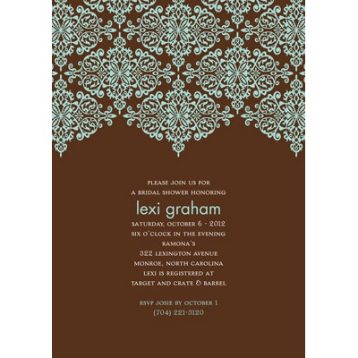 Delicate Lace - Mocha Bridal Shower Invitation
