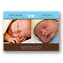 A Birdie Told Me -- Blue Twins Photo Birth Announcement