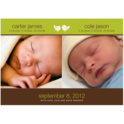 A Birdie Told Me -- Olive Twins Photo Birth Announcement