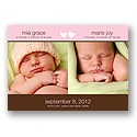 A Birdie Told Me -- Pink Twins Photo Birth Announcement