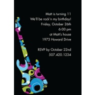 Rock On - Blue Birthday Party Invitation