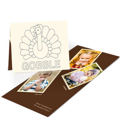 Gobble Gobble Turkey -- Kids Thank You Cards